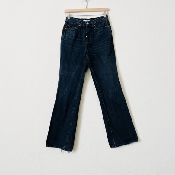 RE/DONE SIZE 26 Originals 70s Bootcut high rise jeans in black 2 - Picture 2 of 6